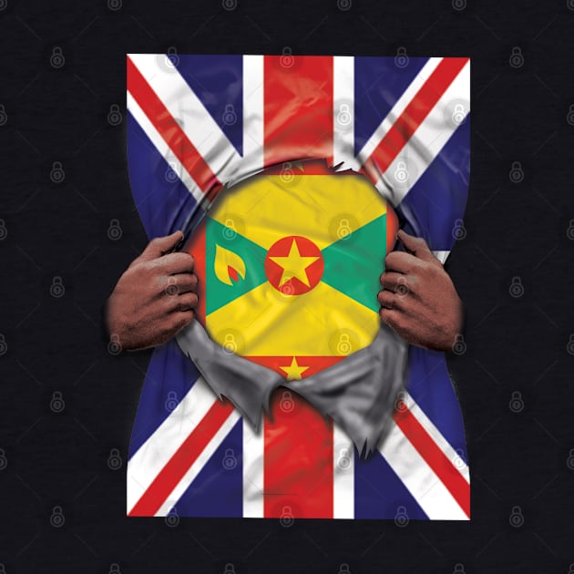 Grenada Flag Great Britain Flag Ripped - Gift for Grenadan From Grenada by Country Flags